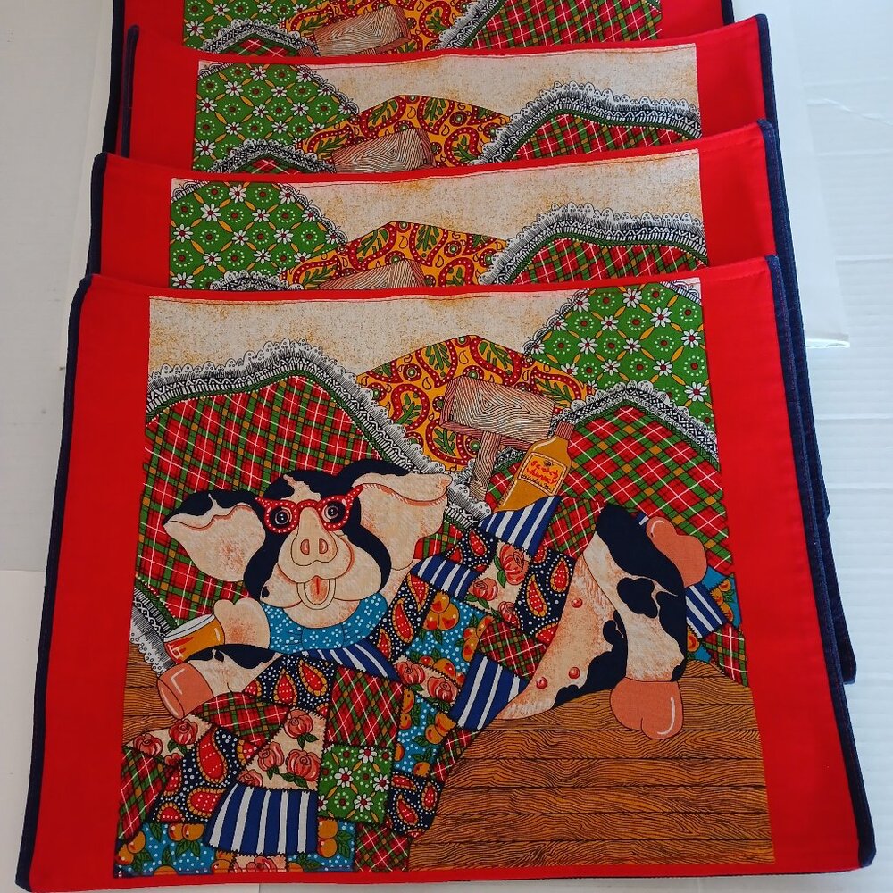 Pig Colorful Cloth Placemats Set of 4